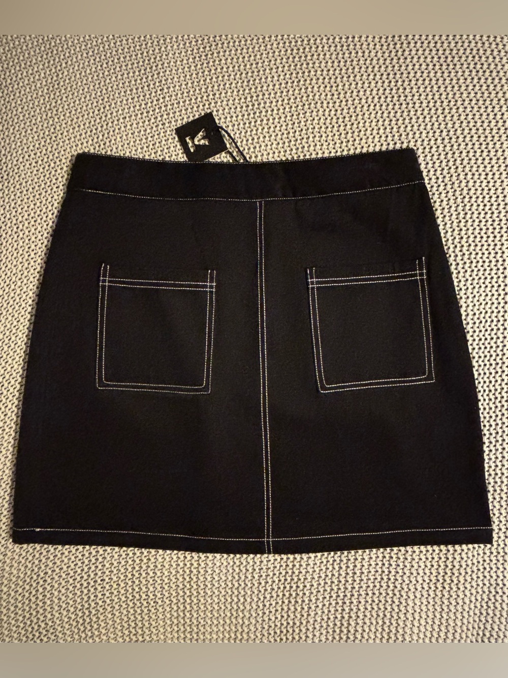 Very J Black Mini Skirt with White Contrast Stitching